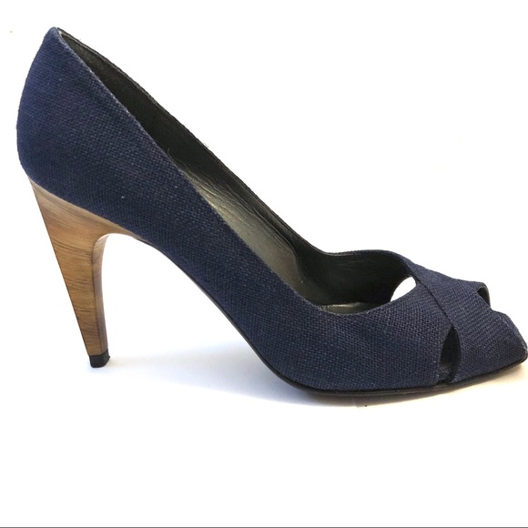 Stuart Weitzman Shoes - Stuart Weitzman Denim Open Toe Heels